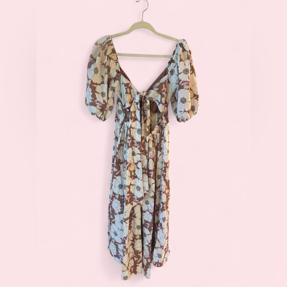 Abercrombie & Fitch Floral Puff Sleeve Midi Dress | Size M - Picture 4 of 7